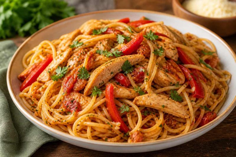 Chicken Spaghetti (Caribbean-Style)